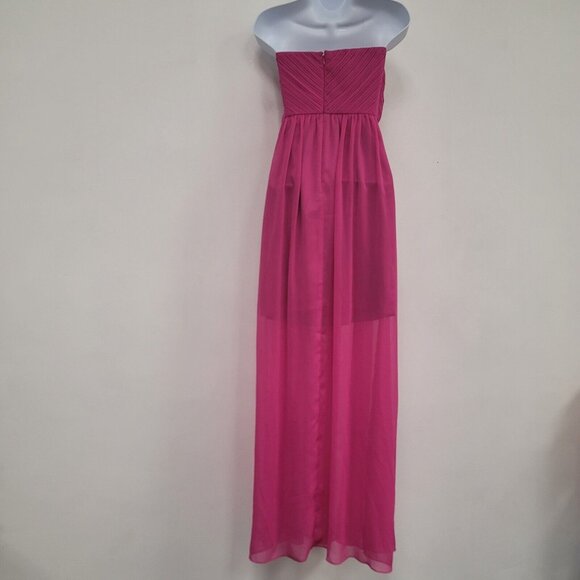 Max and Cleo Womens Strapless Formal A Line Sheer Maxi Dress Size 4 Pink NWT - Picture 5 of 15